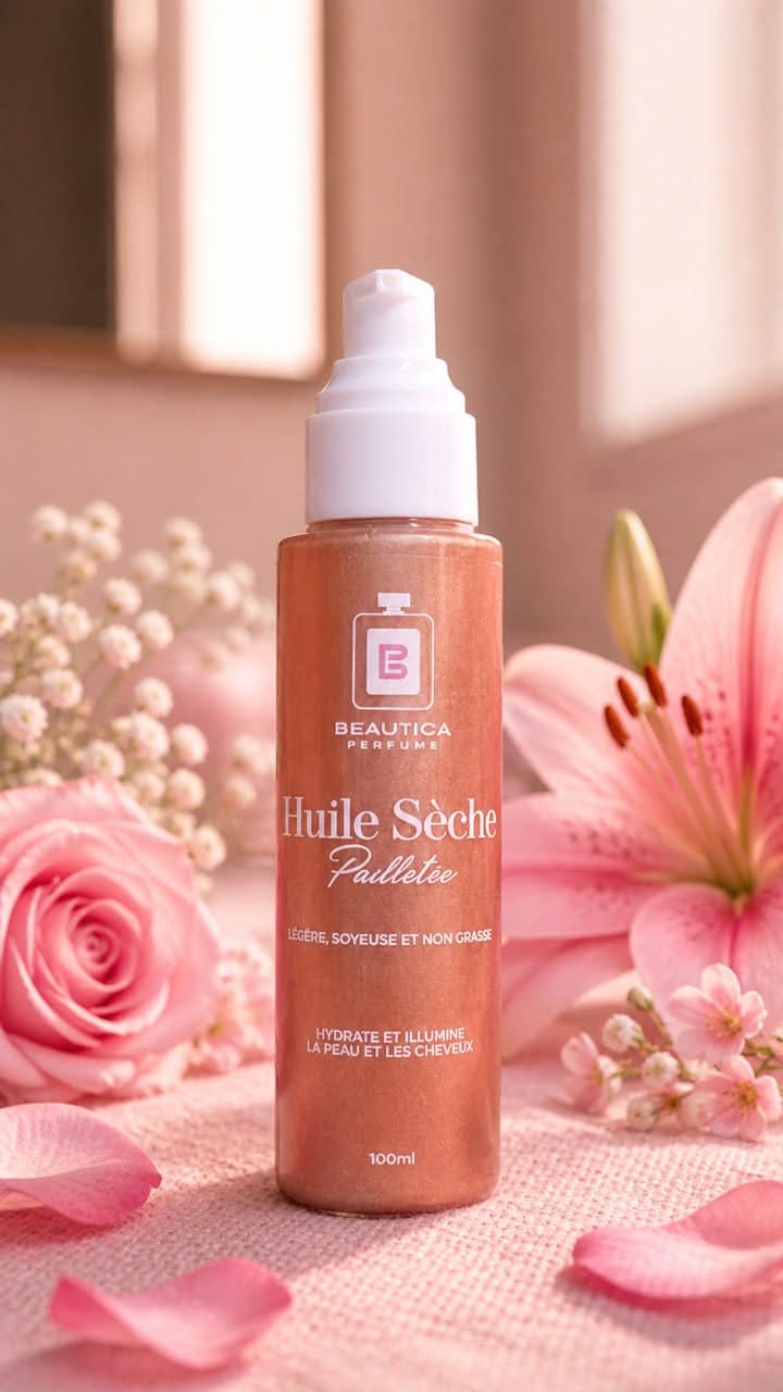 Huile Sèche Pailletée Vanille – 100ml