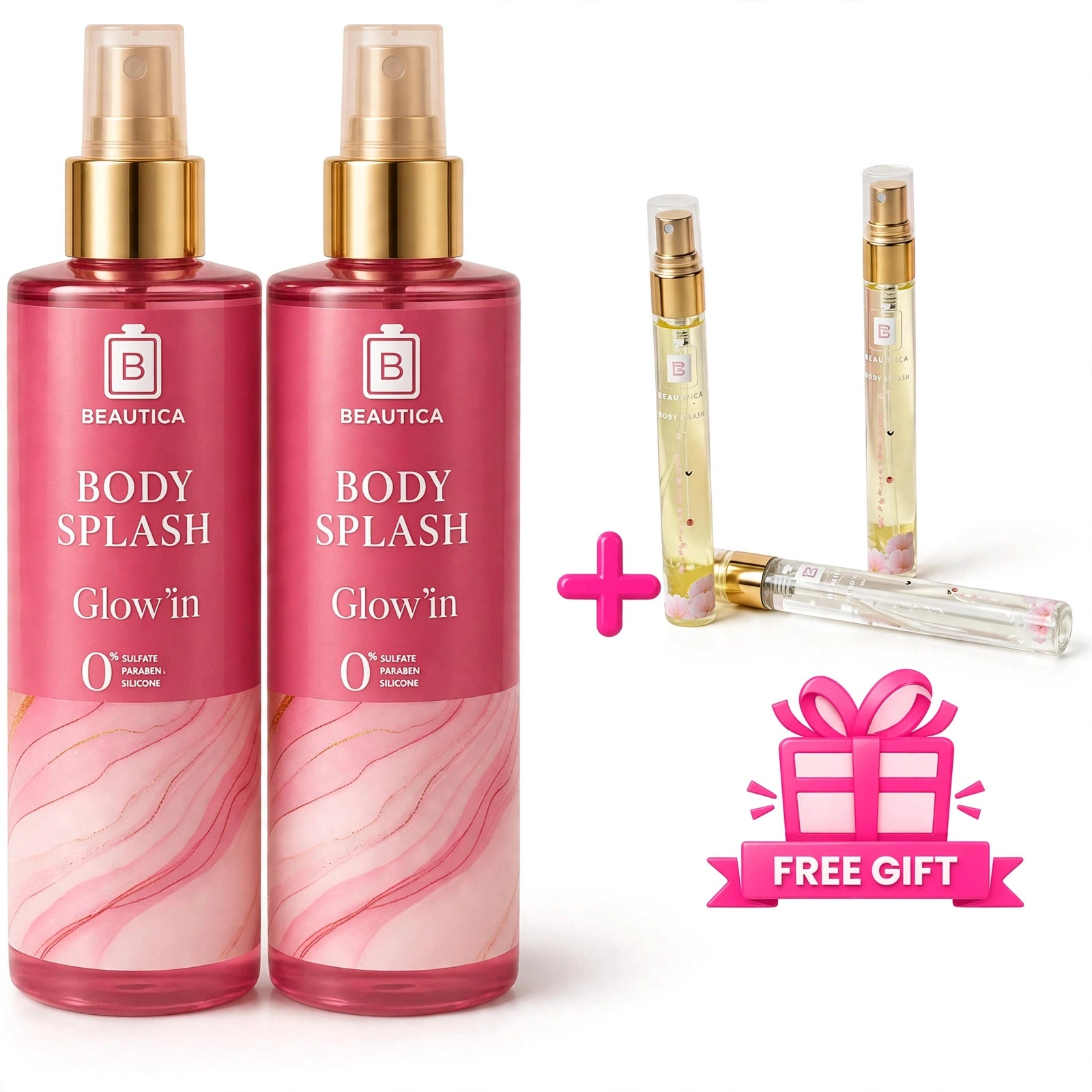2 Body splash Beautica Glow’in + Parfum 10 ml Gratuit Image principale du produit